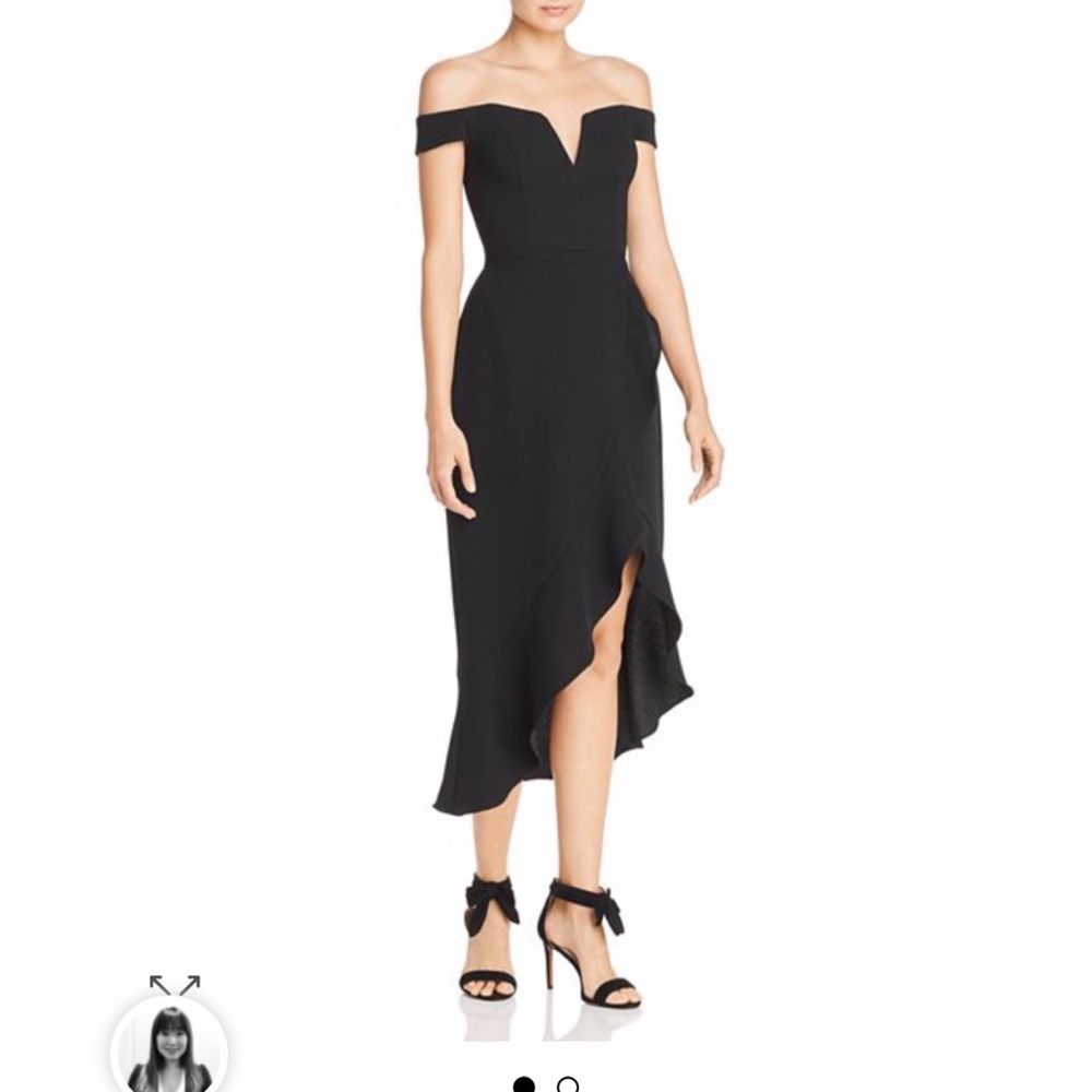 Off-The-Shoulder Crepe Midi Dress - AQUA